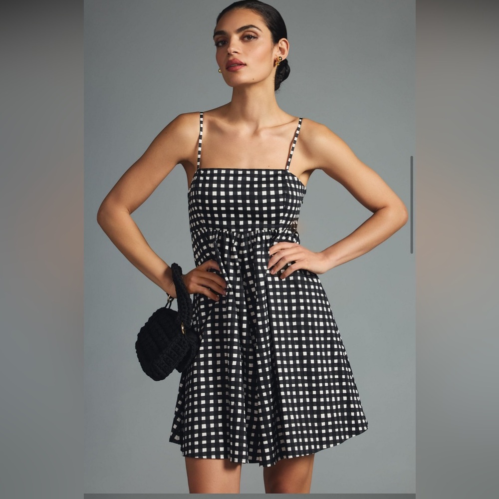 Anthropologie Black and White Checkered Romper